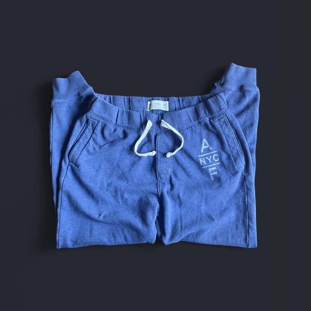 Abercrombie & Fitch Sweatpants Men’s Medium Y2K Fleece Joggers Blue